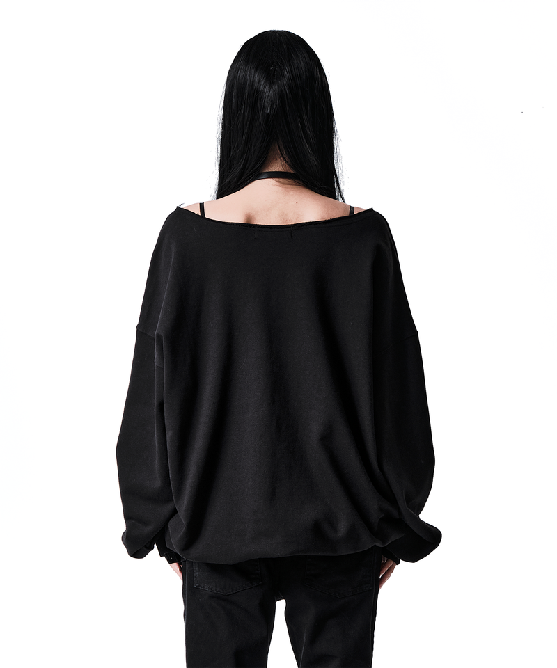 91 CREST PIERCING ONE-SHOULDER SWEATSHIRT BLACK