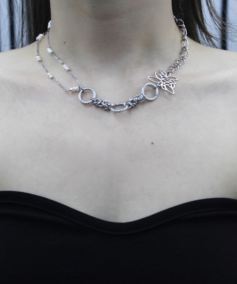 Lotus Pearl Chain Necklace (3way)