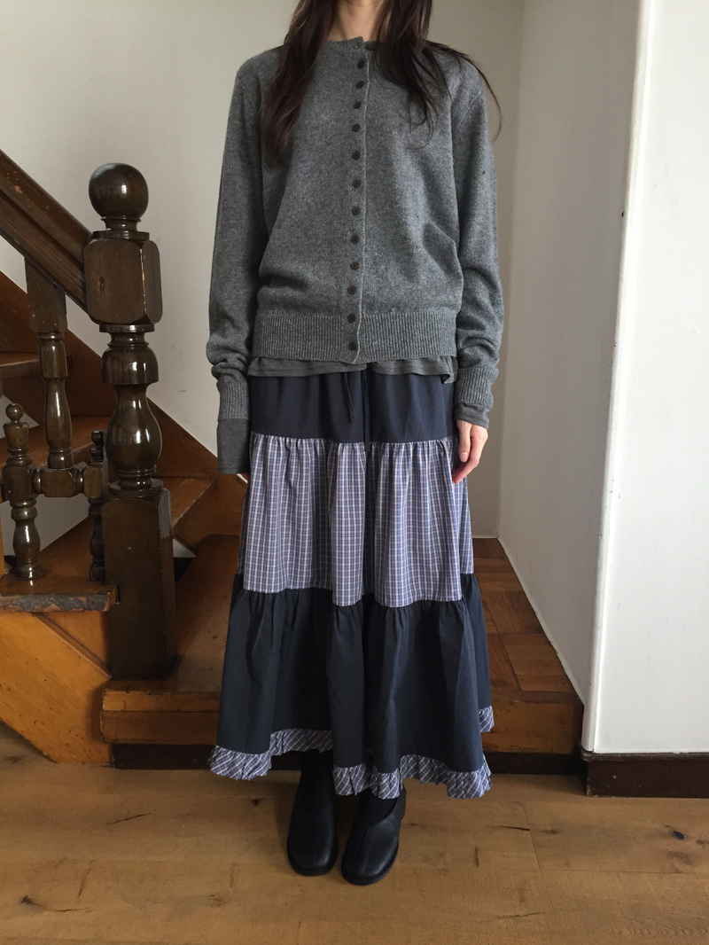 Caro Patchwork Long Skirt (2color)