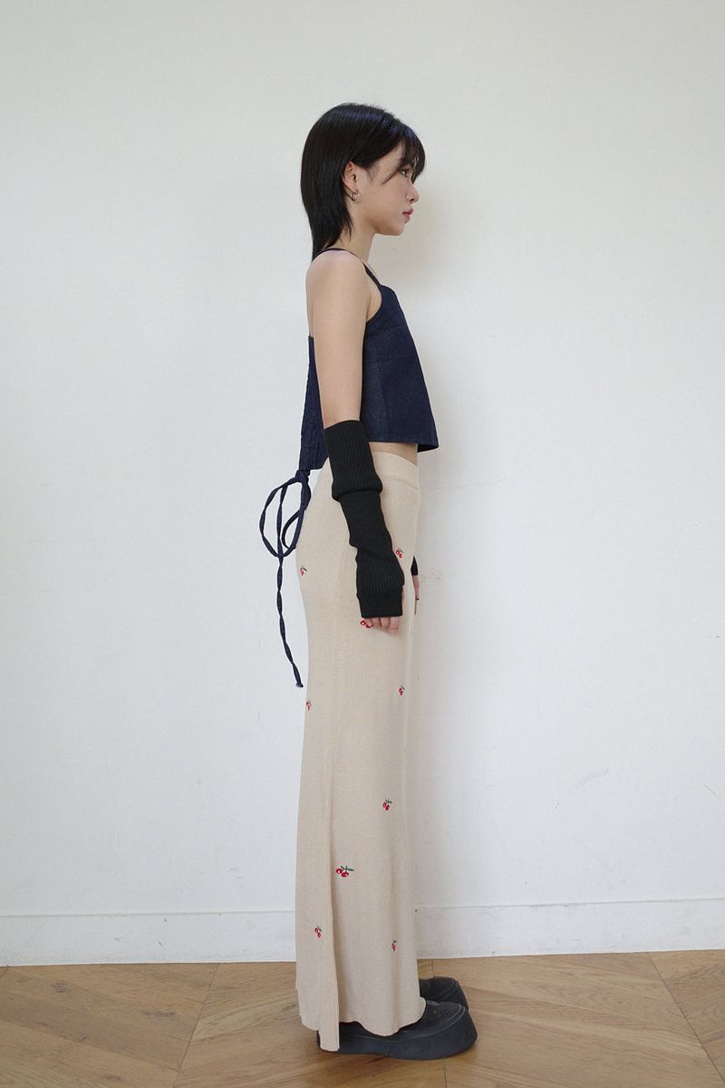 Cherry Embroidered Long Sk (2 colors)