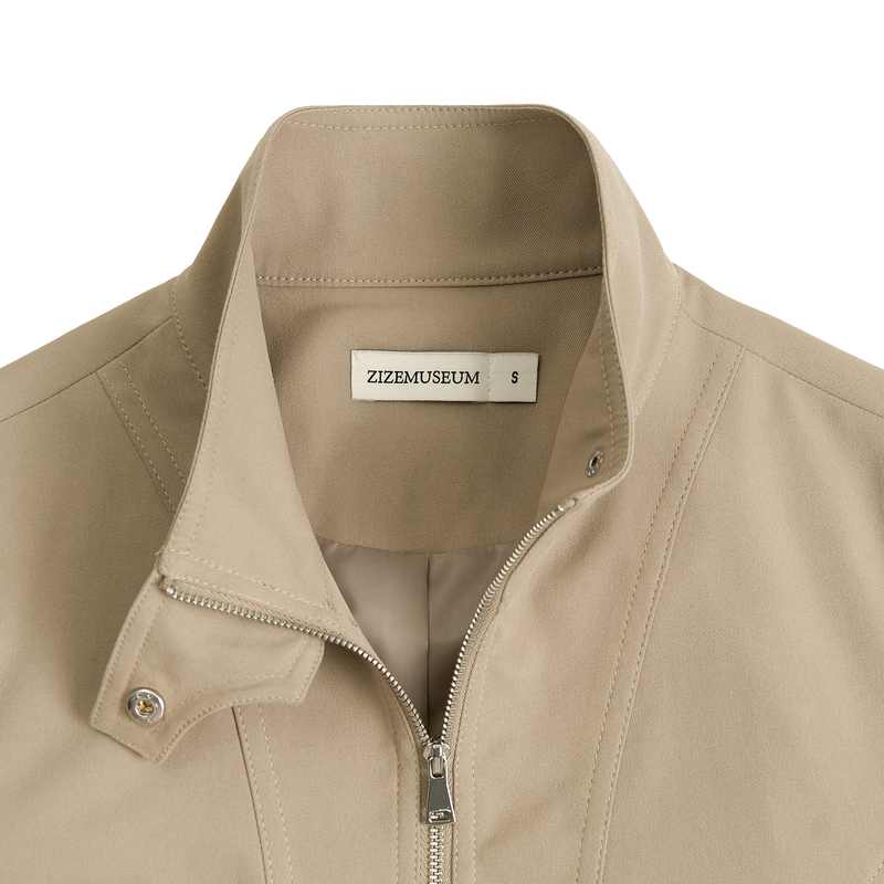 HIGH NECK ZIP-UP SLIM JACKET (MOCHA BROWN)