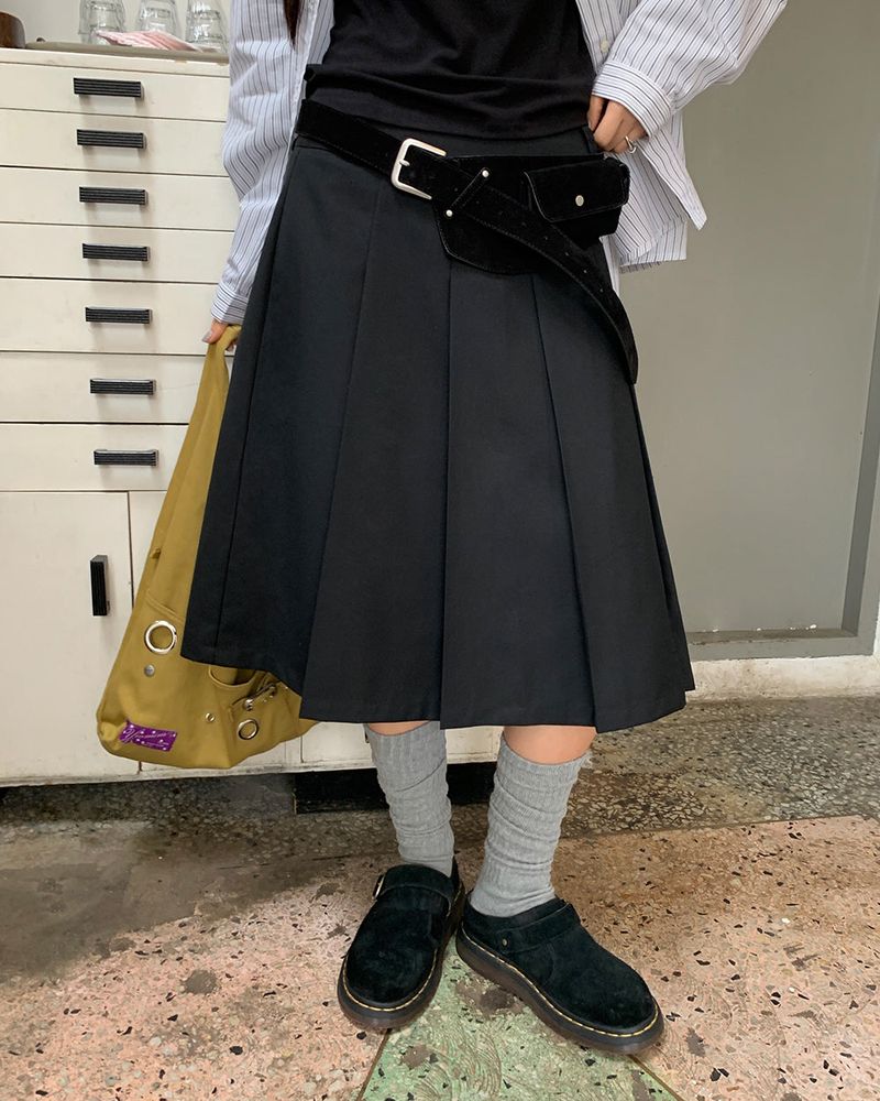 [ORIGINAL] Kachi midi pleats skirt