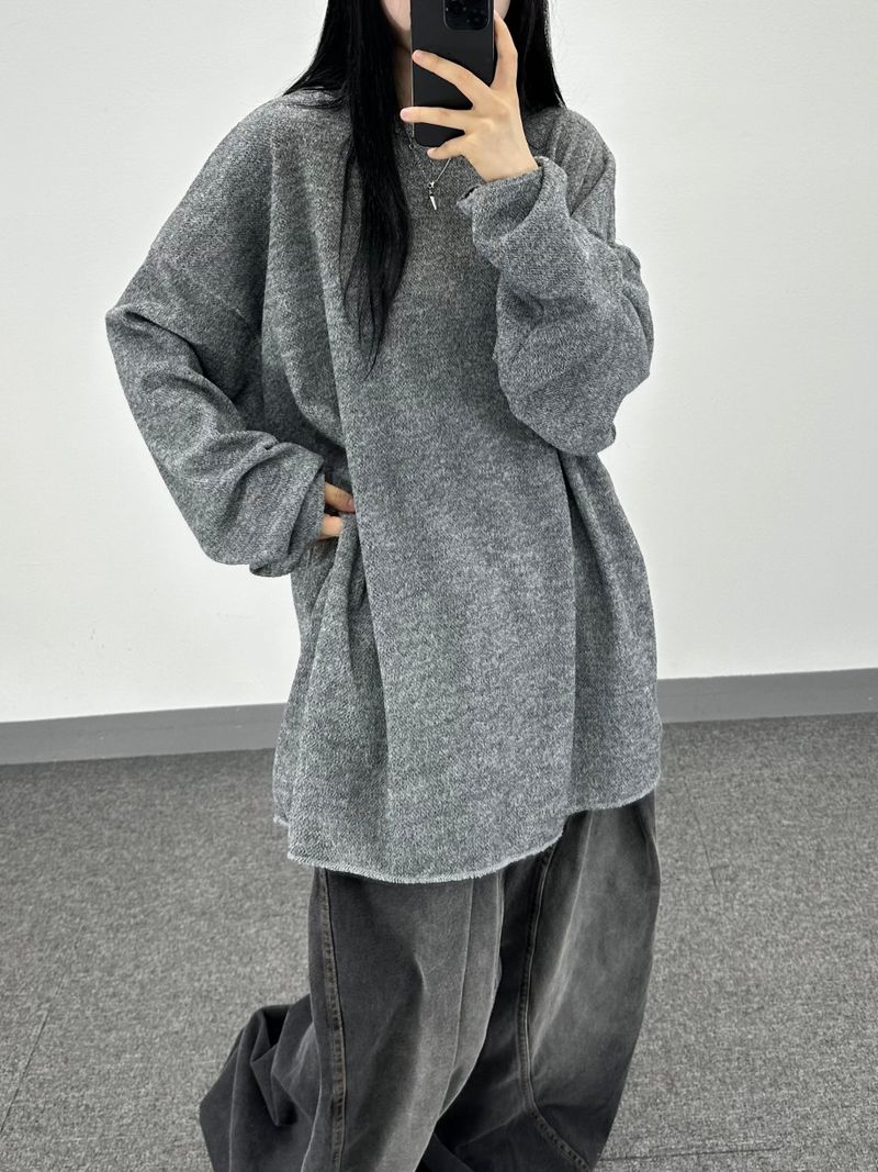 stretch boat-neck knit long sleeve