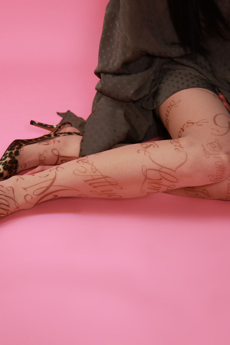 lettering tattoo tights