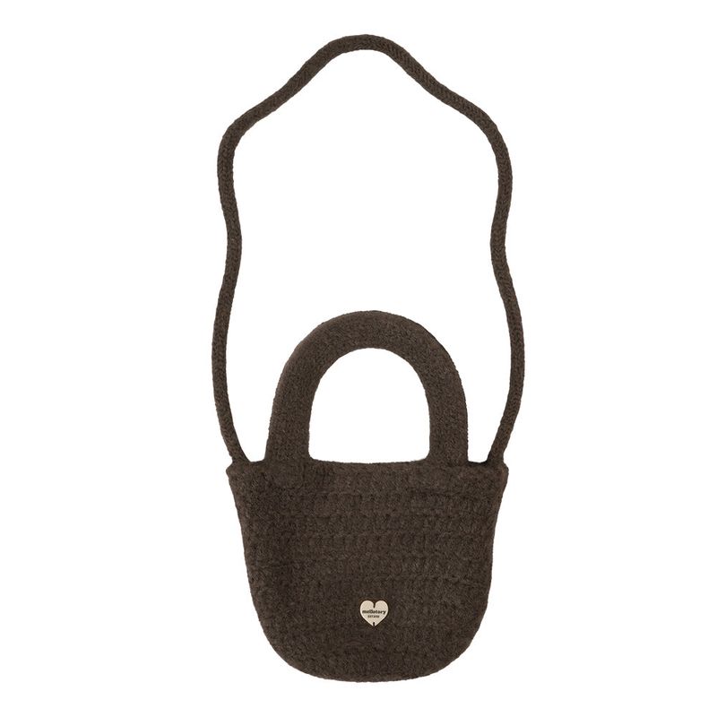 HEART MINI KNITTING BAG (Deep Brown)