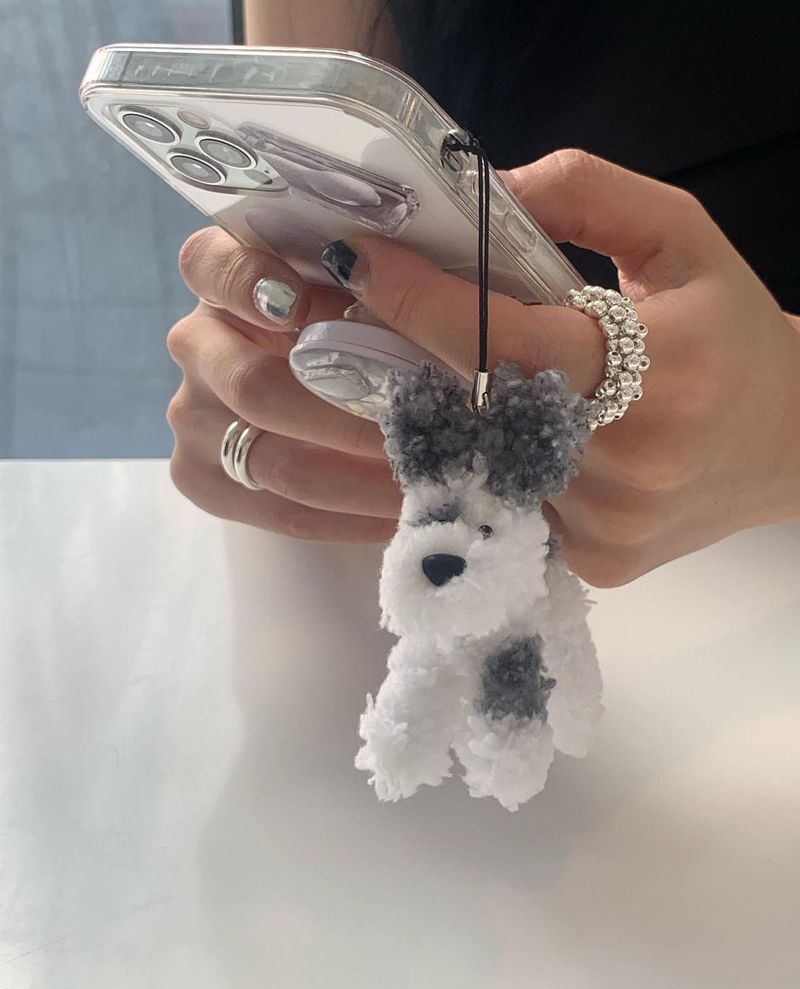 [made] mix-gray dog keyring