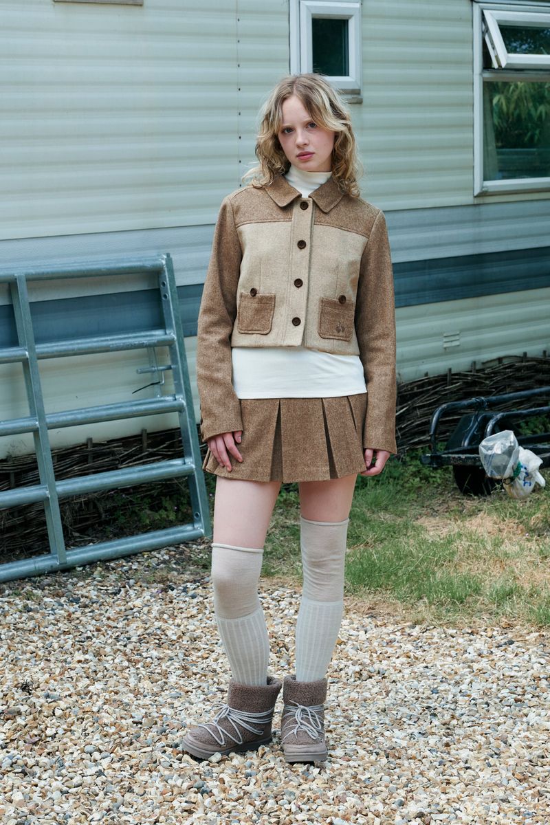 CHERRY BUTTON POINT TAILER JACKET[DARK BEIGE]