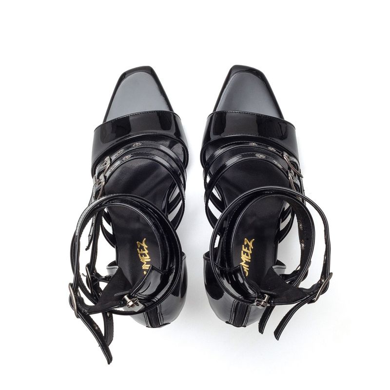 Buckle Strap Sandal Heel(Black)