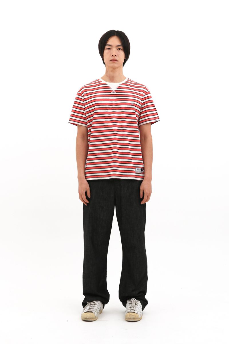  ROUX BASE SCHOOL EAT THE PIZZA STRIPE TEE (IVORY/BURGANDY)