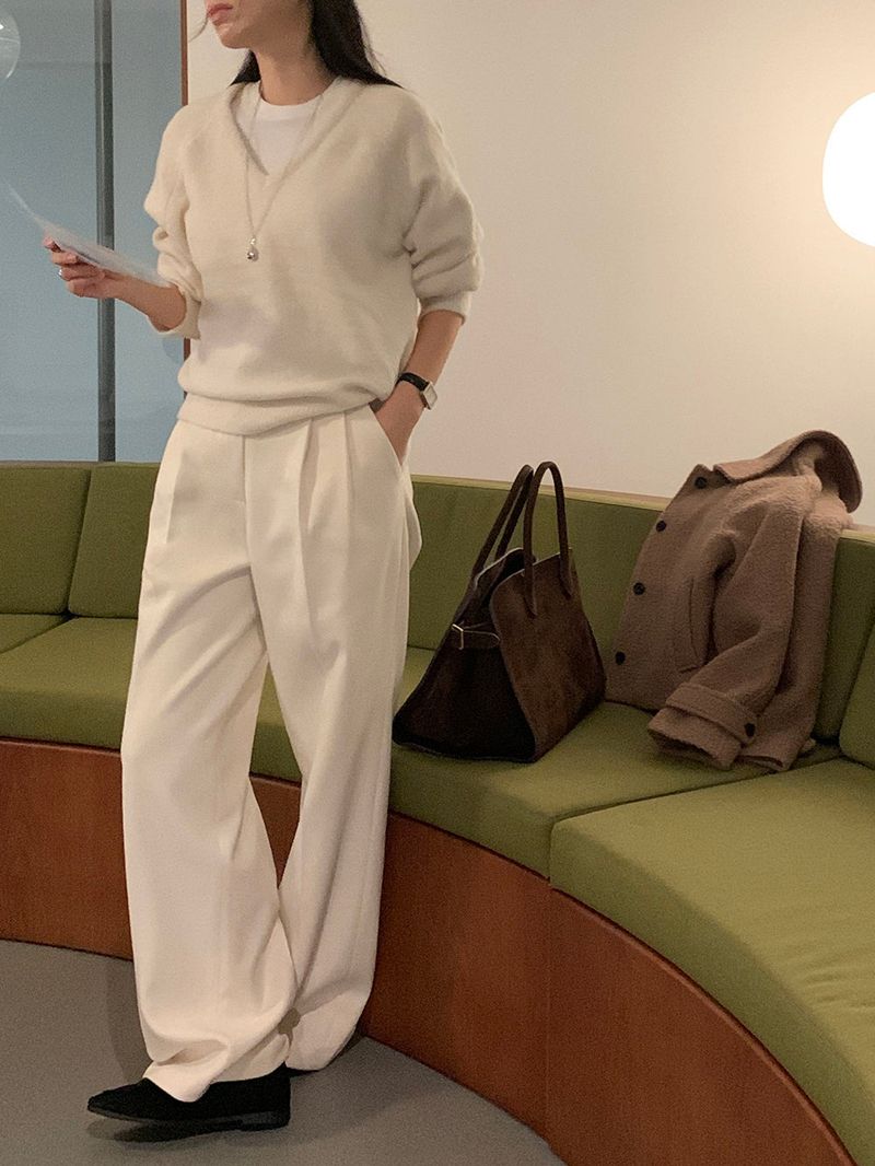[MADE] [Wool Napping] Winter Warm Pintuck Wide Slacks