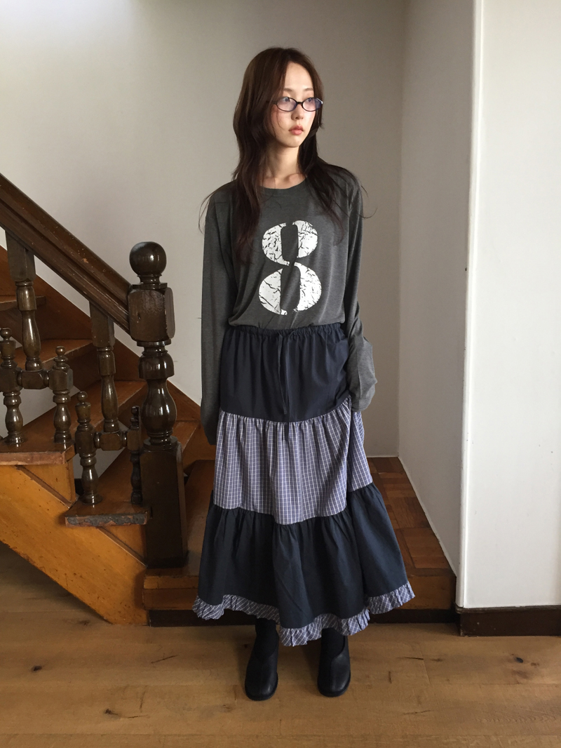 Caro Patchwork Long Skirt (2color)