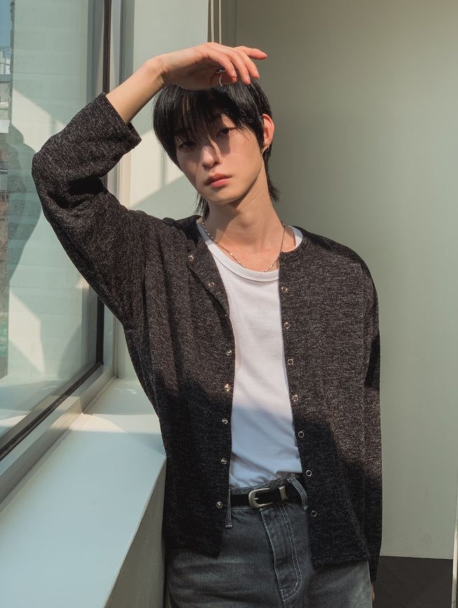 Nova Crop Heathered Round Cardigan