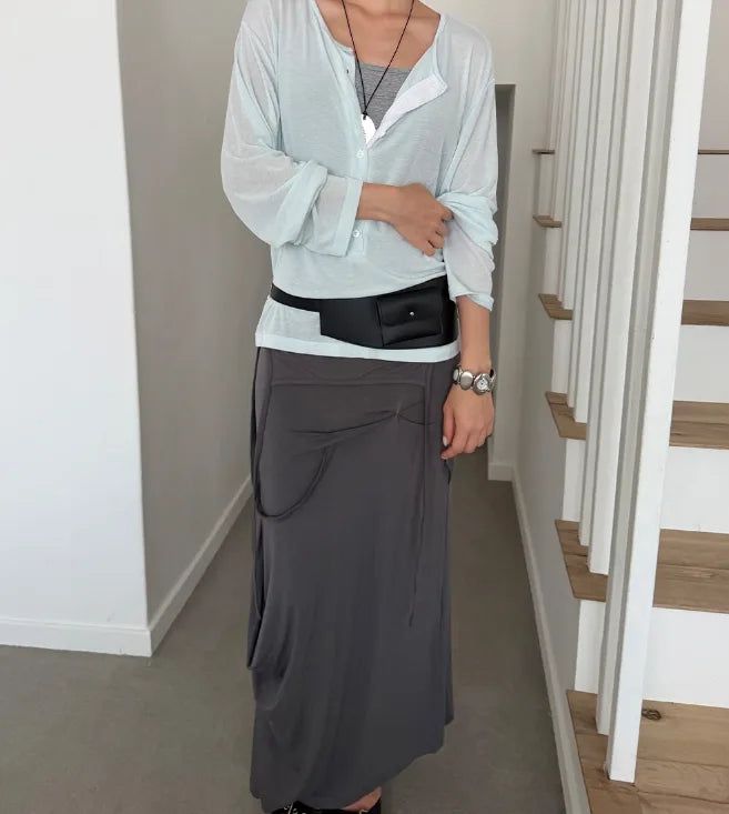 DRAPE STRAP MAXI SKIRT