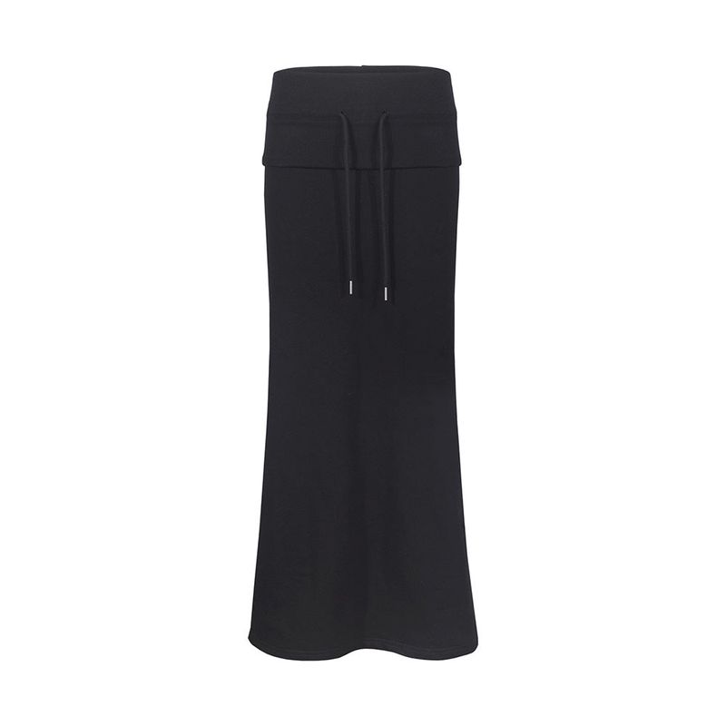 FOLDING SWEAT MAXI SKIRT_Black
