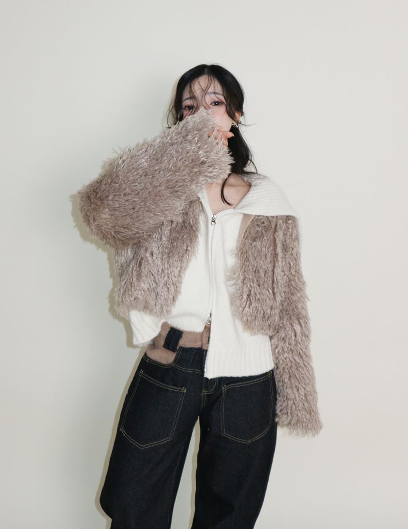 Angel Hairri Fur Bolero Short Jacket (Semi Cropped Jacket)