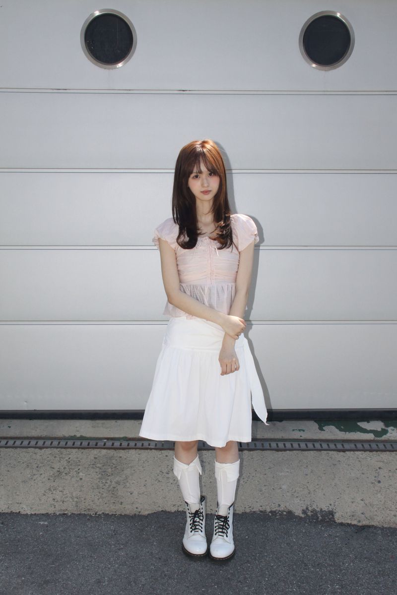 RIBBON PUFF SHIRRING BLOUSE (2COLOR)