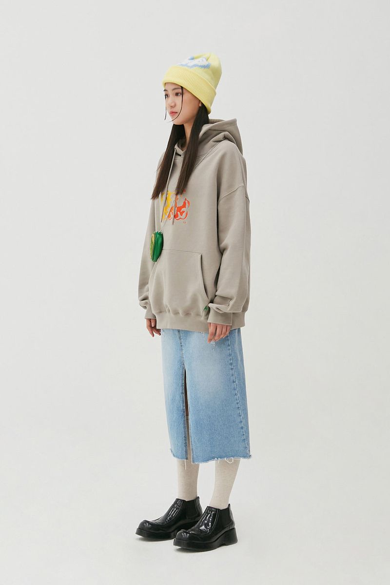 Flame Bear Hoodie_Wood Grey