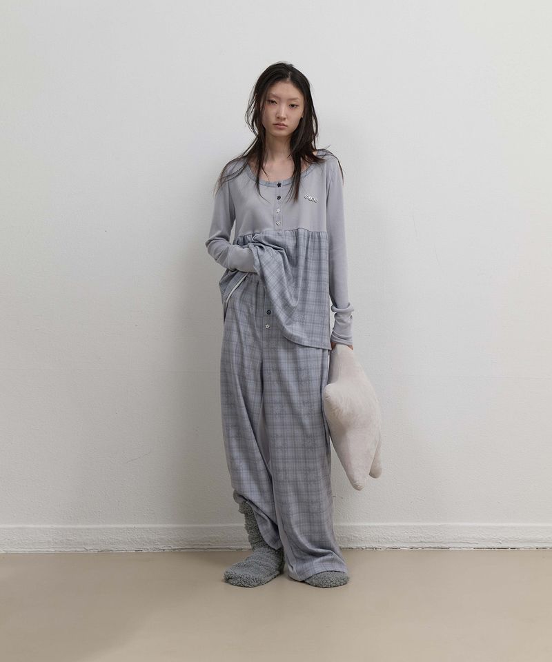 ojos（オホス）の「Check Sleep Jersey Pants / Grey（Pants）」