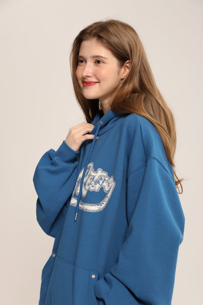 Crack Printed Logo Hood - Blue