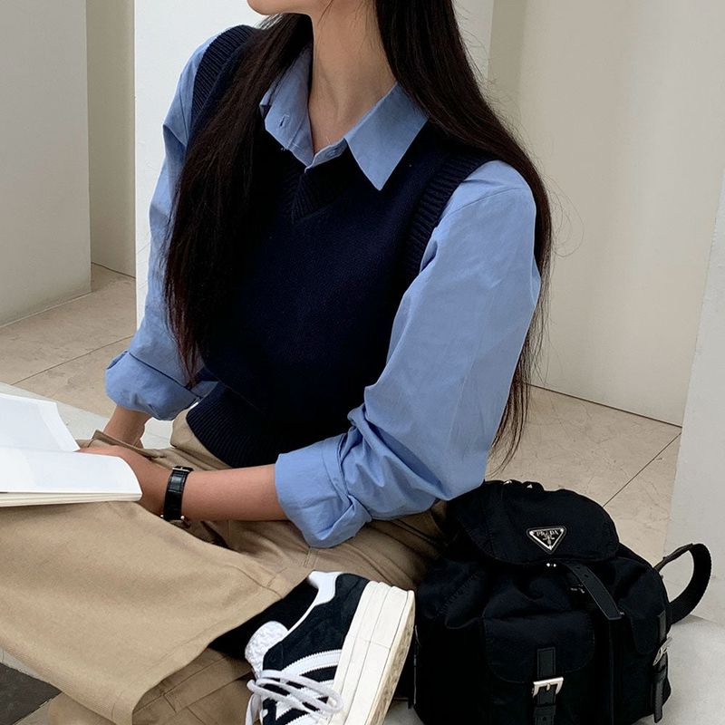 [Bellide made] Old money V-neck knit vest