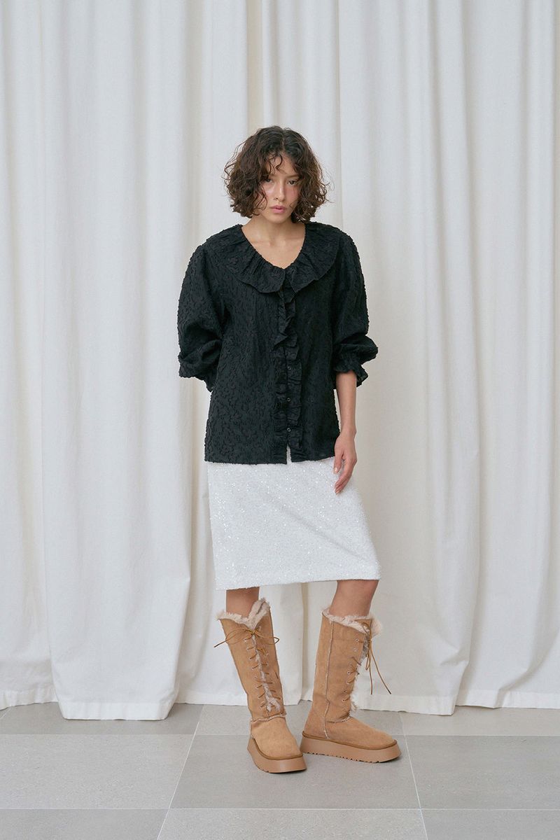 Flor frill blouse_black