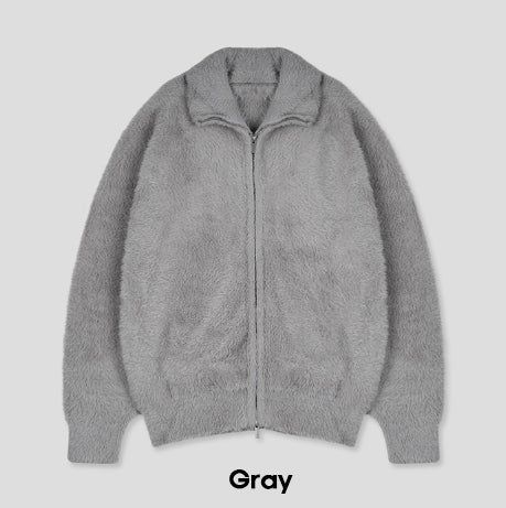 Neville two-way angora knit zip-up