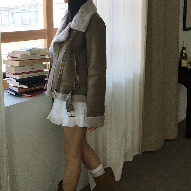 Shawtee Oversized-Fit Belt Wool Suede Mustang
