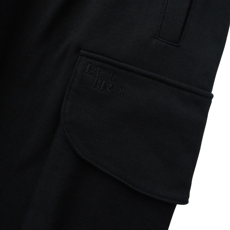 Back point shirring cargo sweat pants (Black)
