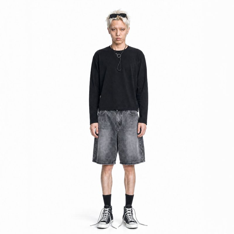 Men's Crop Long Sleeve T-Shirt Black