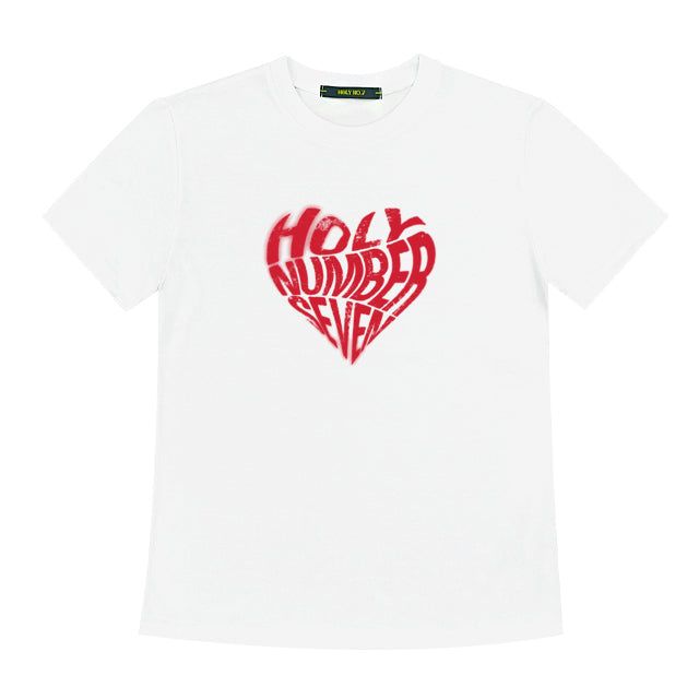 HOLY NUMBER 7(ホーリーナンバーセブン)の「HEART GRAPHIC SLIM FIT SHORT SLEEVE TEE_WHITE&RED(Tops)」