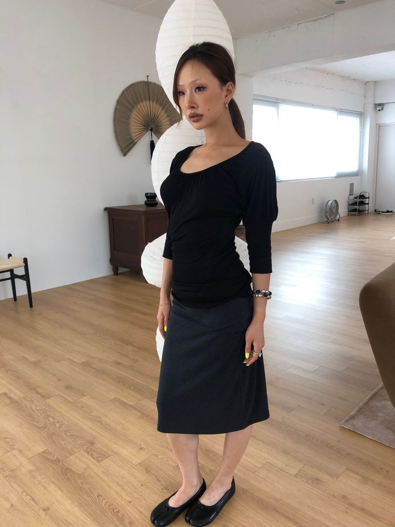 FOLD MIDI SKIRT