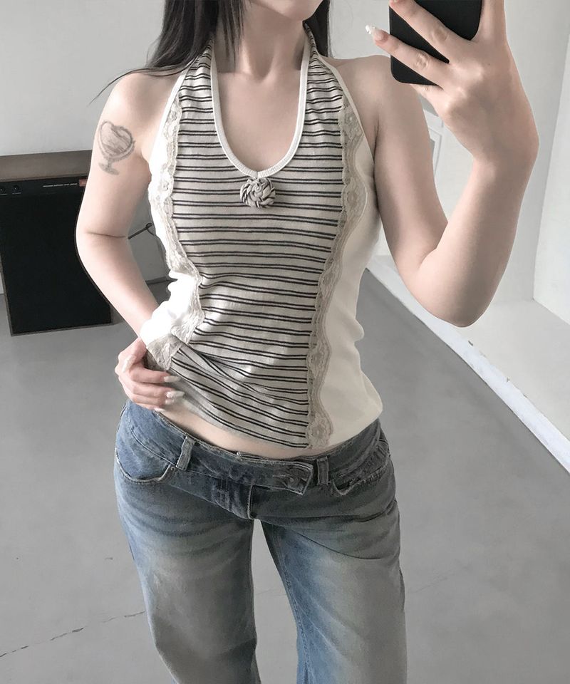 blin rose halter top (3colors)