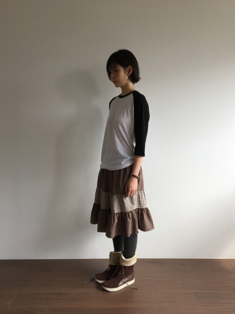 Fold check skirt (3color)