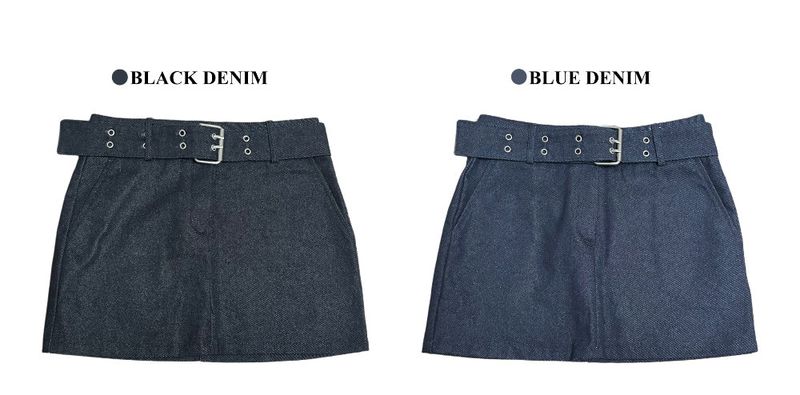 Claude Belt Denim Mini  Skirt