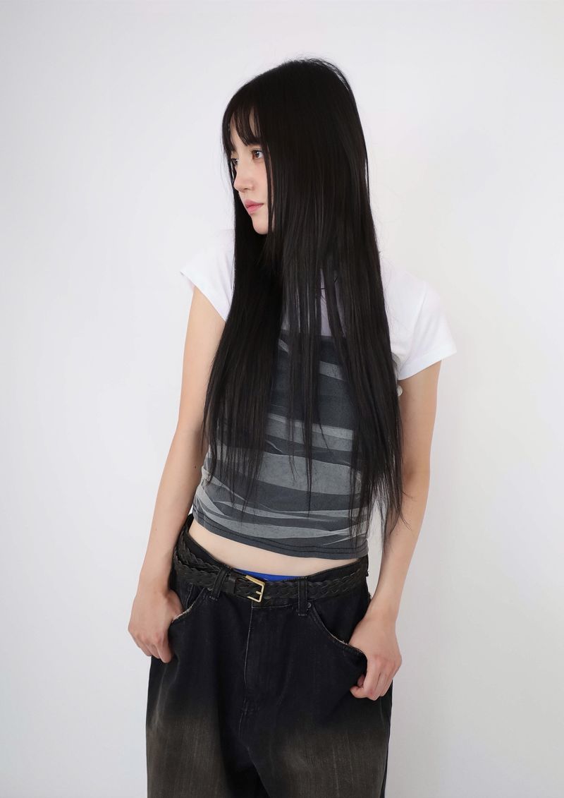 (UNISEX)Torn Twilight black Denim