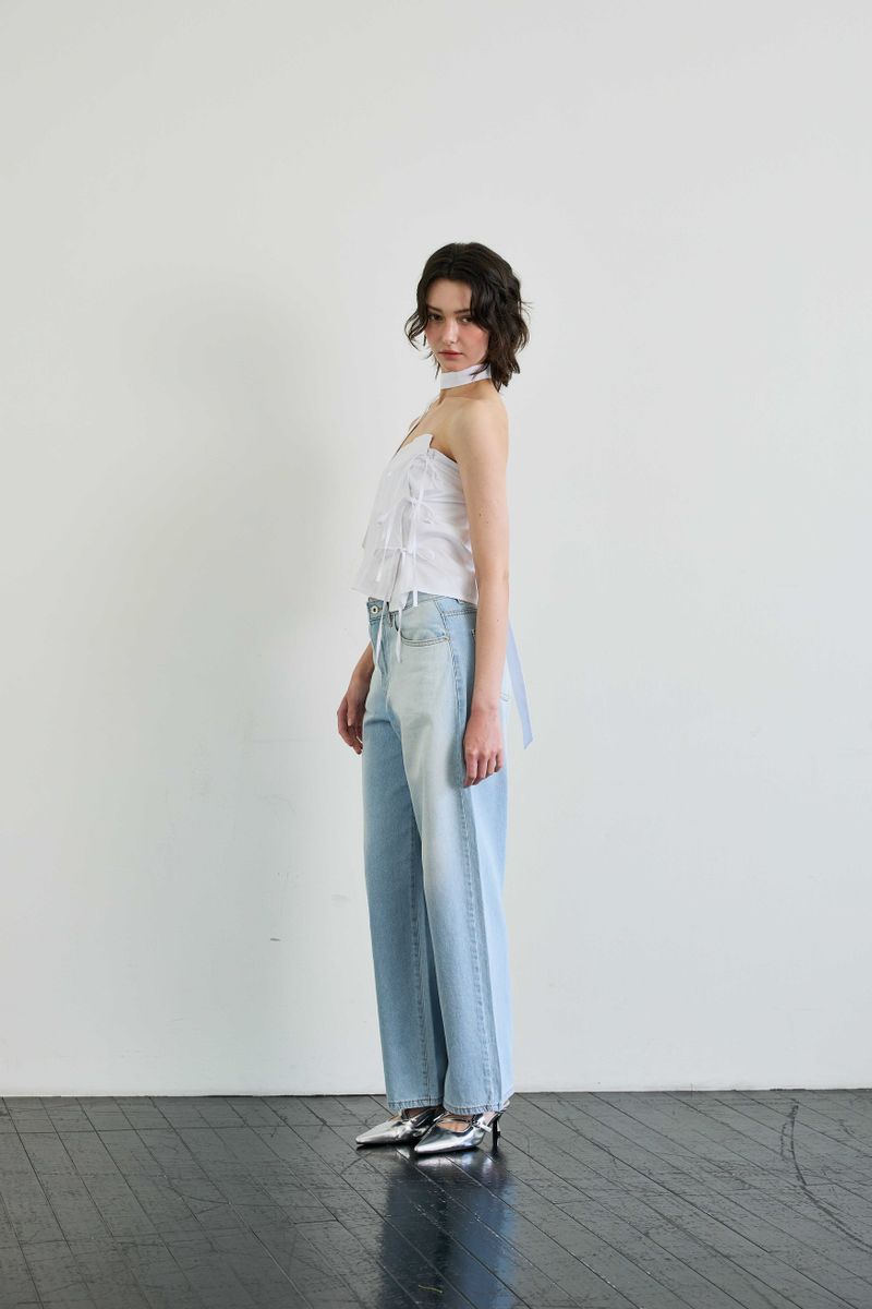 AZURE WIDE DENIM PANTS / SKY BLUE