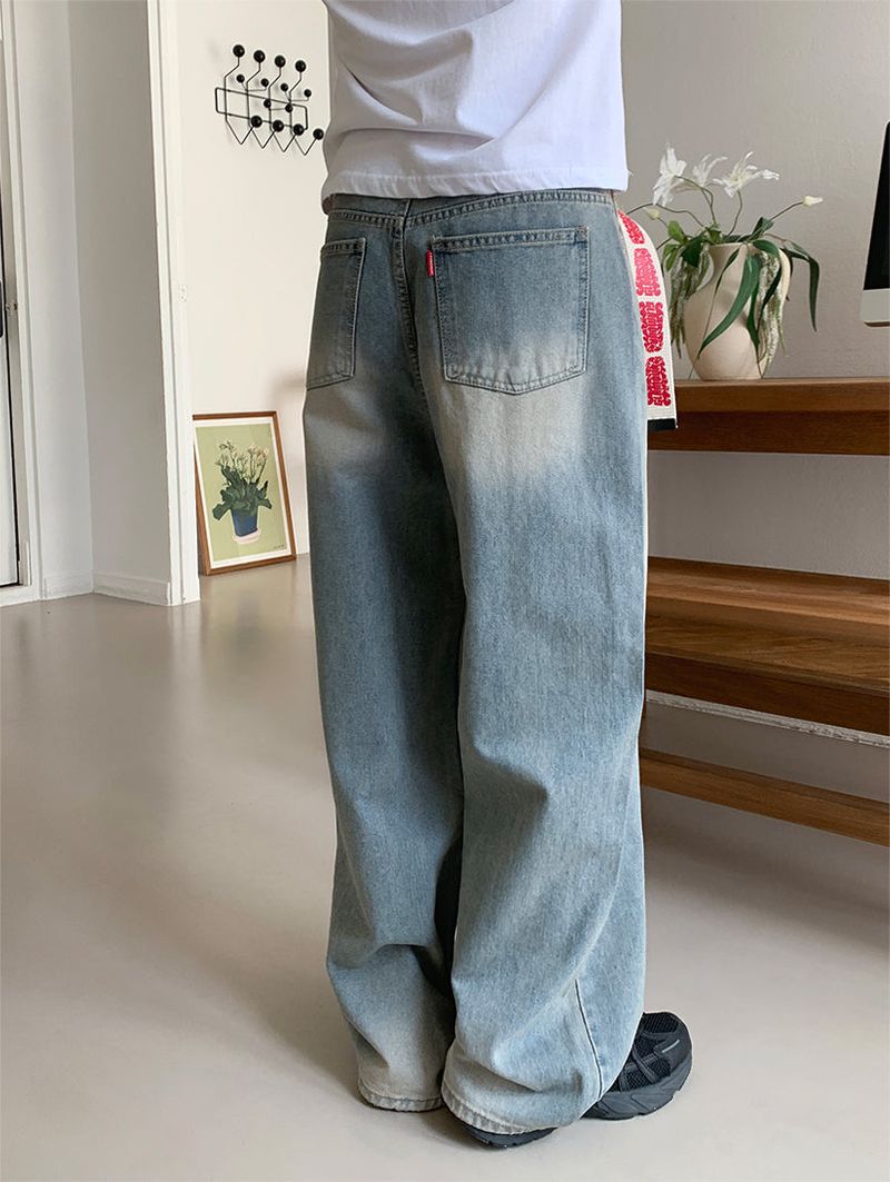 SAND WASHED WIDE JEANS (2C)
