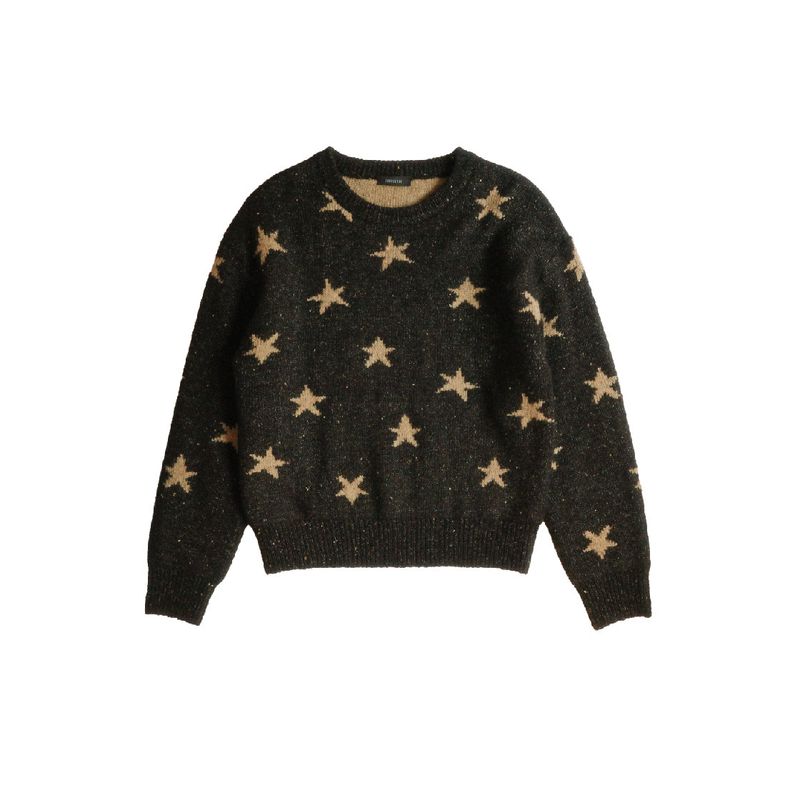 Two way Star Jacquard Knit (black/beige)