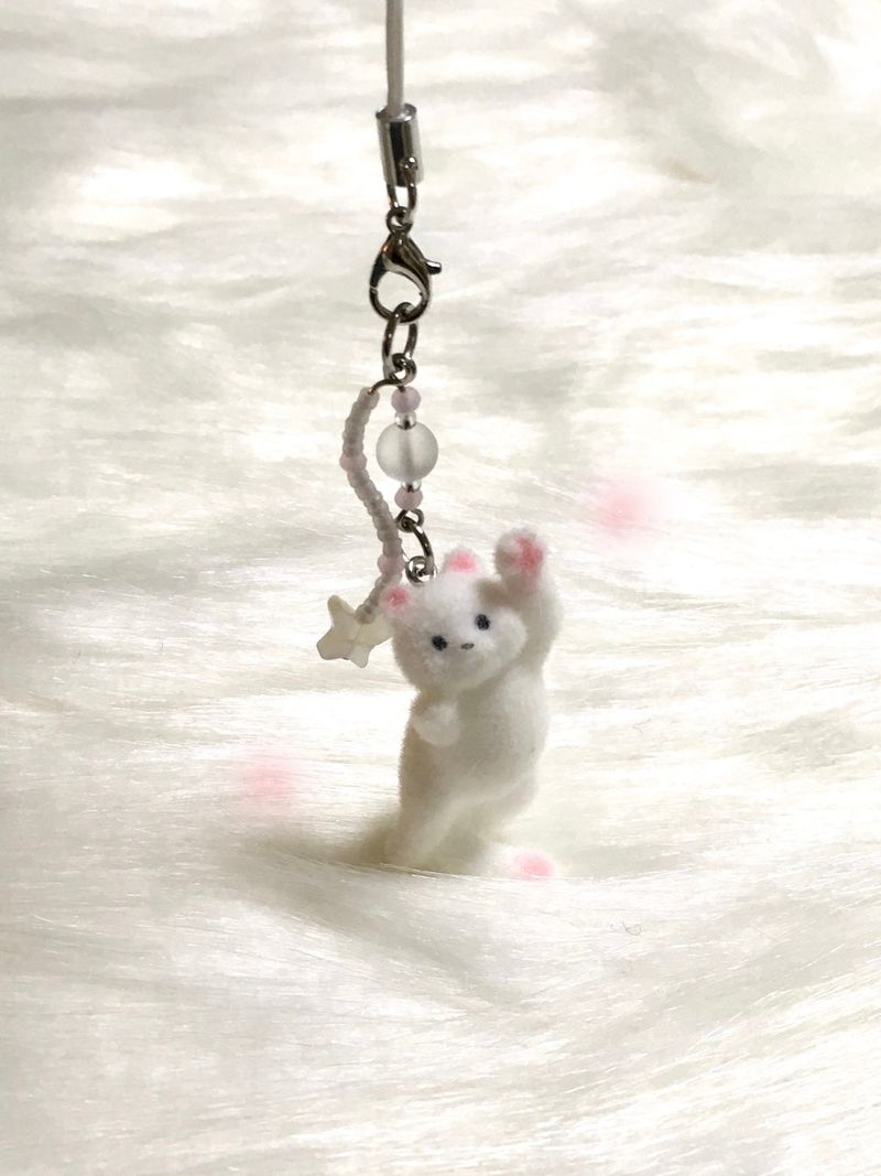 Cotton candy cat keyring