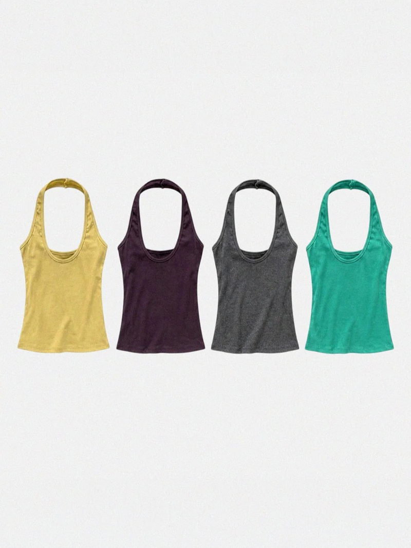 DEEP HALTER TOP (4COLORS!)
