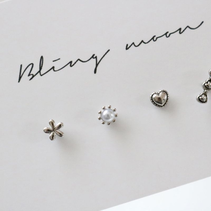 [4 set] mini heart ball piercing set