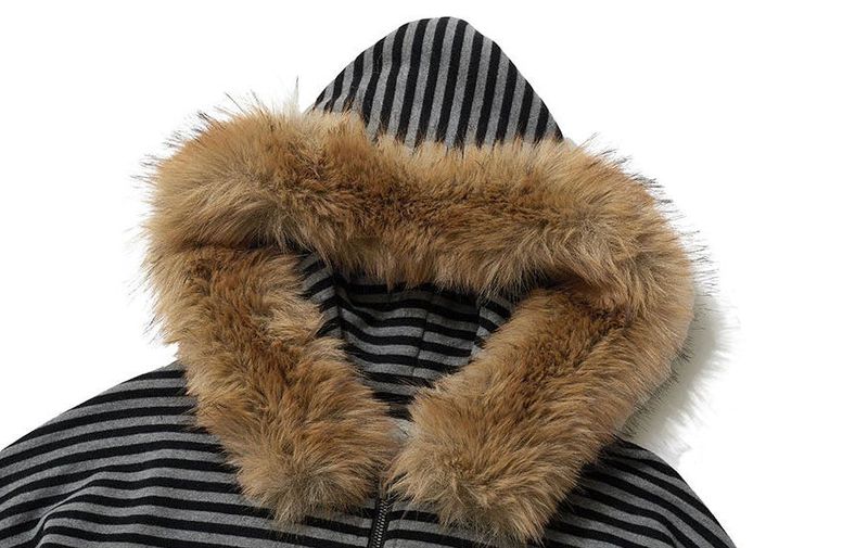 STRIPE WINGS FUR HOODIE ZIP-UP