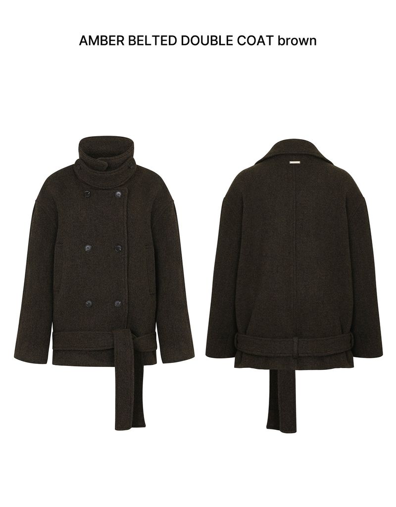 AMBER BELTED DOUBLE COAT brown