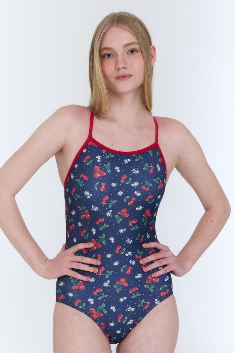[Cherry Bomb_navy] One Piece Swimsuit