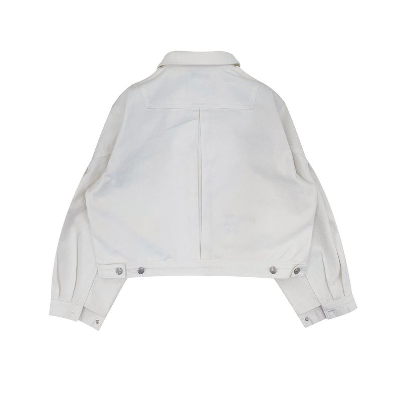 [RECYCLE COTTON] PRINTED ROUND COLLAR JACKET_WHITE