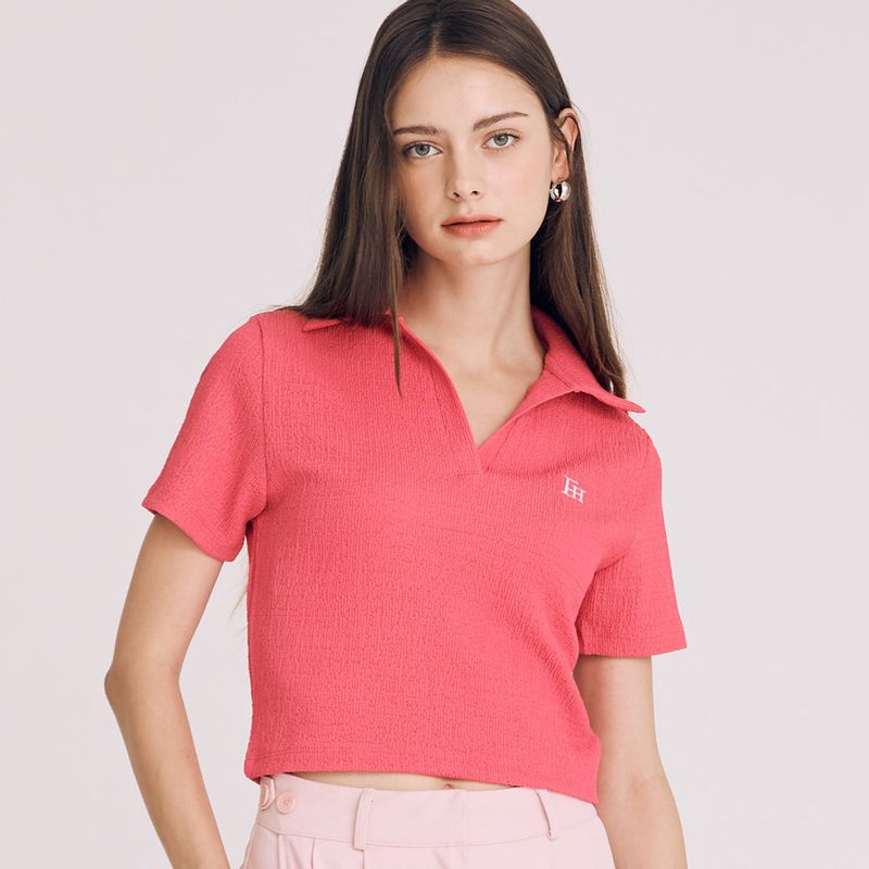 VNECK OPEN COLLAR TOP (PINK)