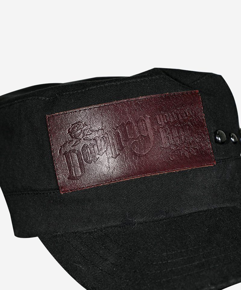 LABEL STUD MILITARY CAP #WINE