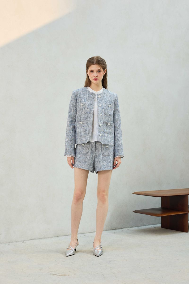CHERISH TWEED SHORTS PANTS / SKY BLUE