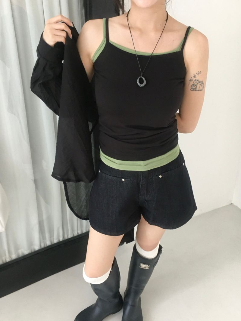 Rivet Pocket Denim Raw Paper A Shorts (2c)