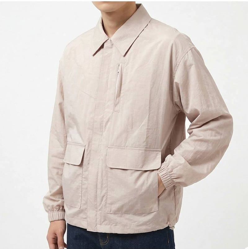 Lightweight Collared Windbreaker Light Beige